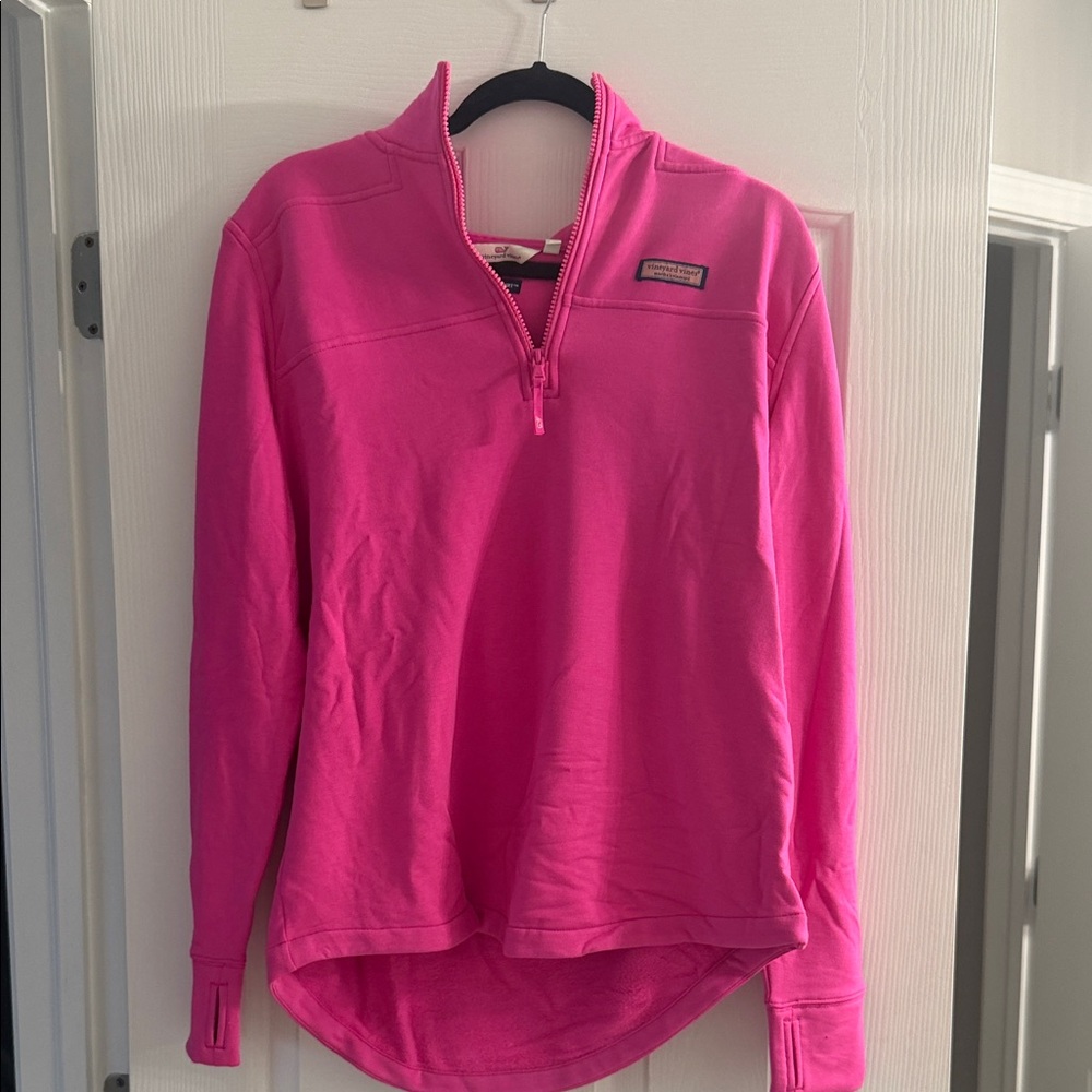 Vineyard Vines Women's Bright Pink Quarter-Zip Sweatshirt